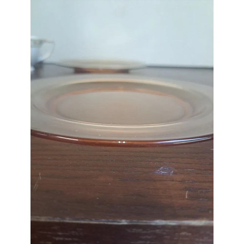 Vintage Amber Glass Plate 8.5in